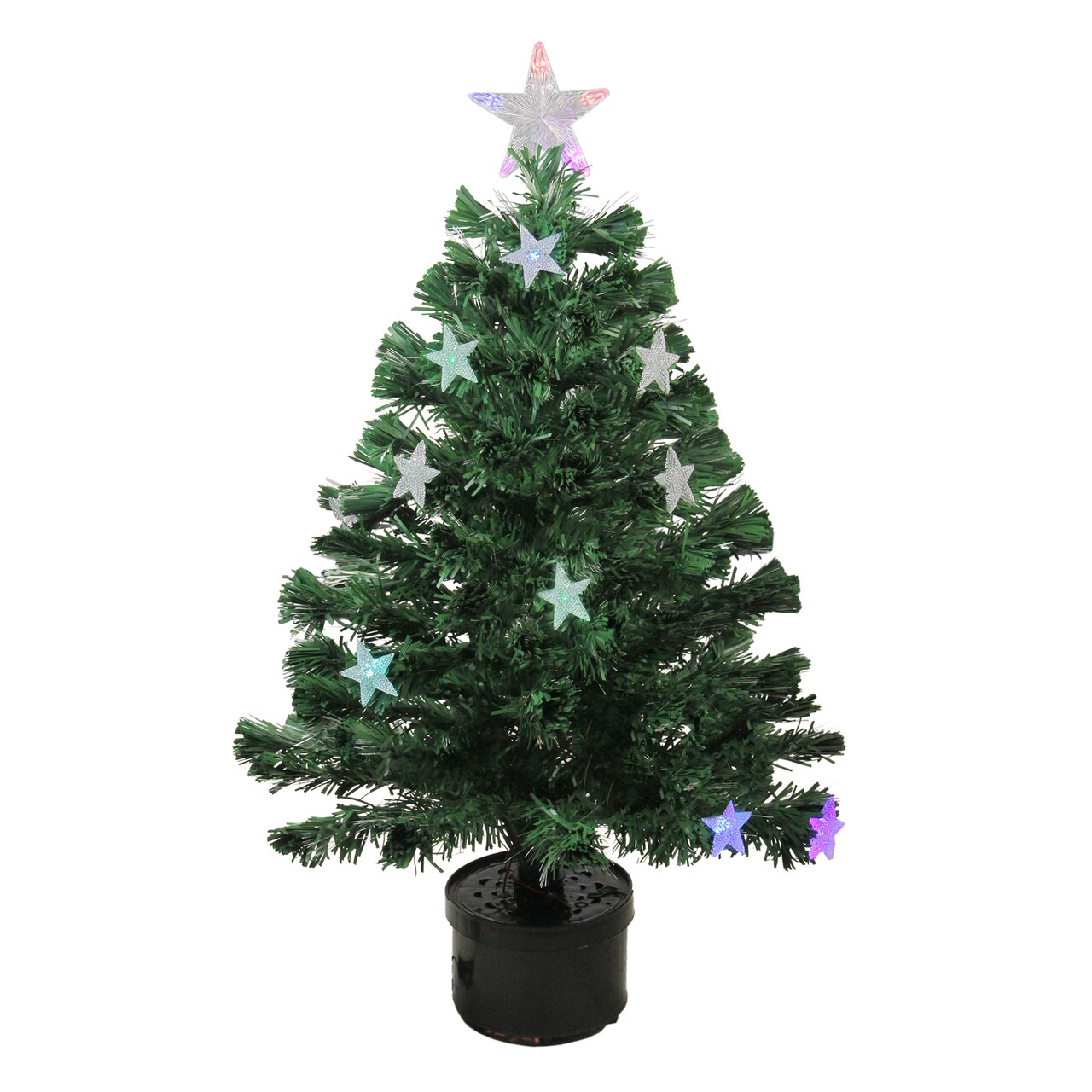 Northlight Pre-Lit Medium Color Changing Fiber Optic Artificial Christmas Tree - 3' - Multicolor LED Stars